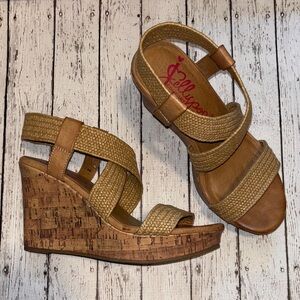 Jellypop Makenna Comfort Fit Brown Woven Wedges 7 1/2